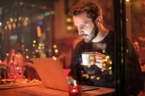 a man using laptop